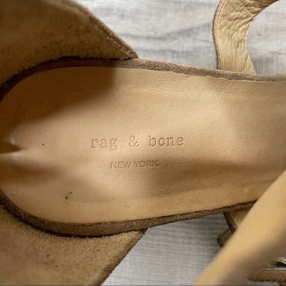 Rag & Bone Matteo Suede Double Buckle Block Heel Sandals Mineral Brown Size 38 - Picture 7 of 12